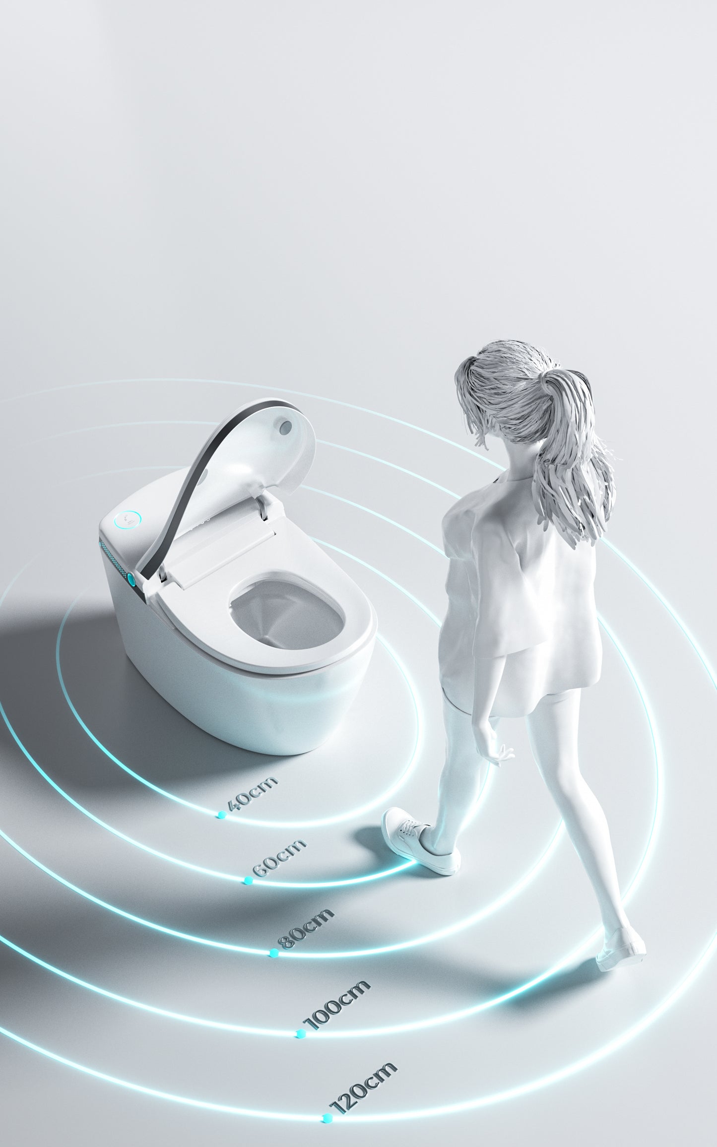 Foot-Sensor Lid Opening/Closing and Adjustable Sensor Range