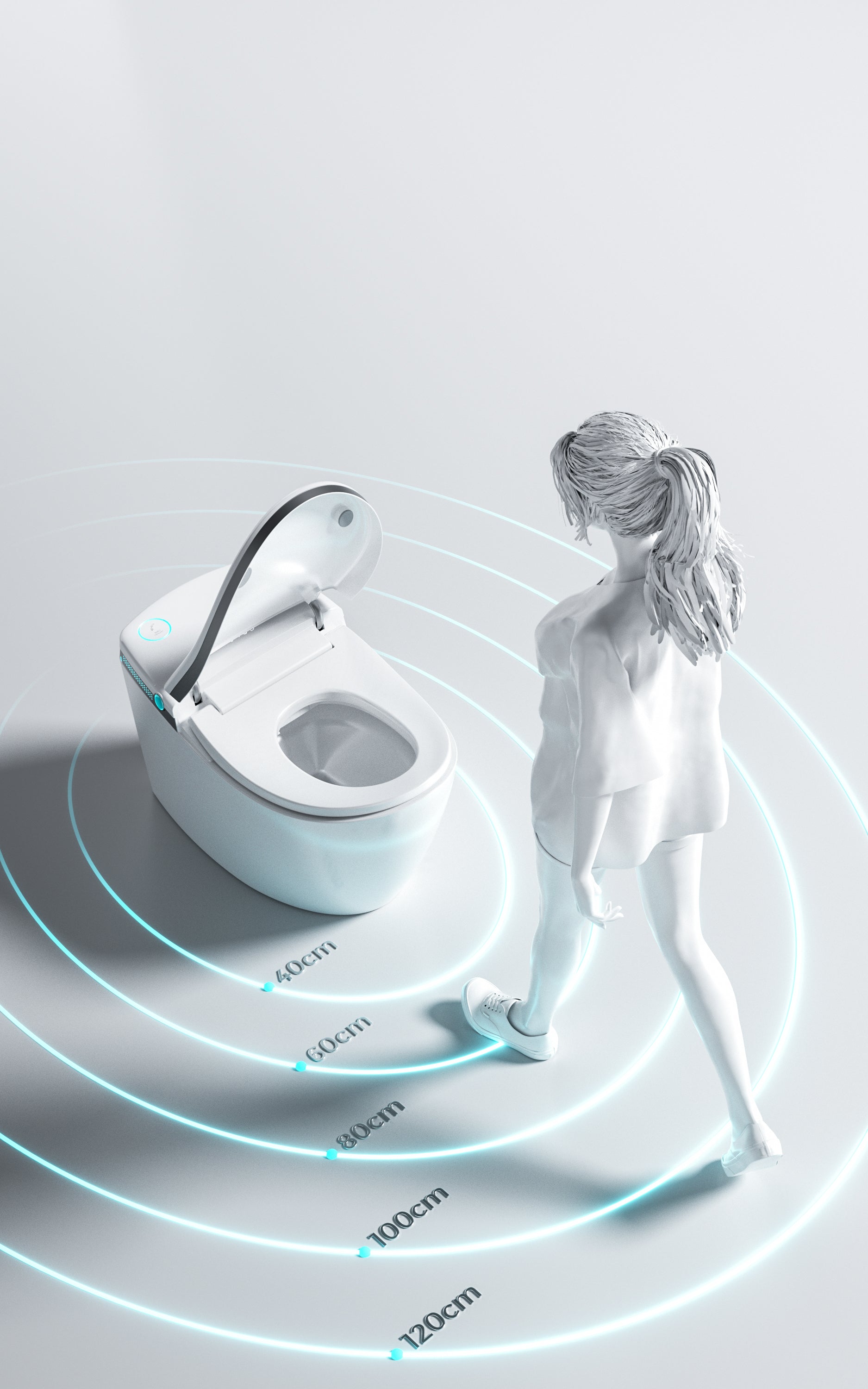 Foot-Sensor Lid Opening/Closing and Adjustable Sensor Range