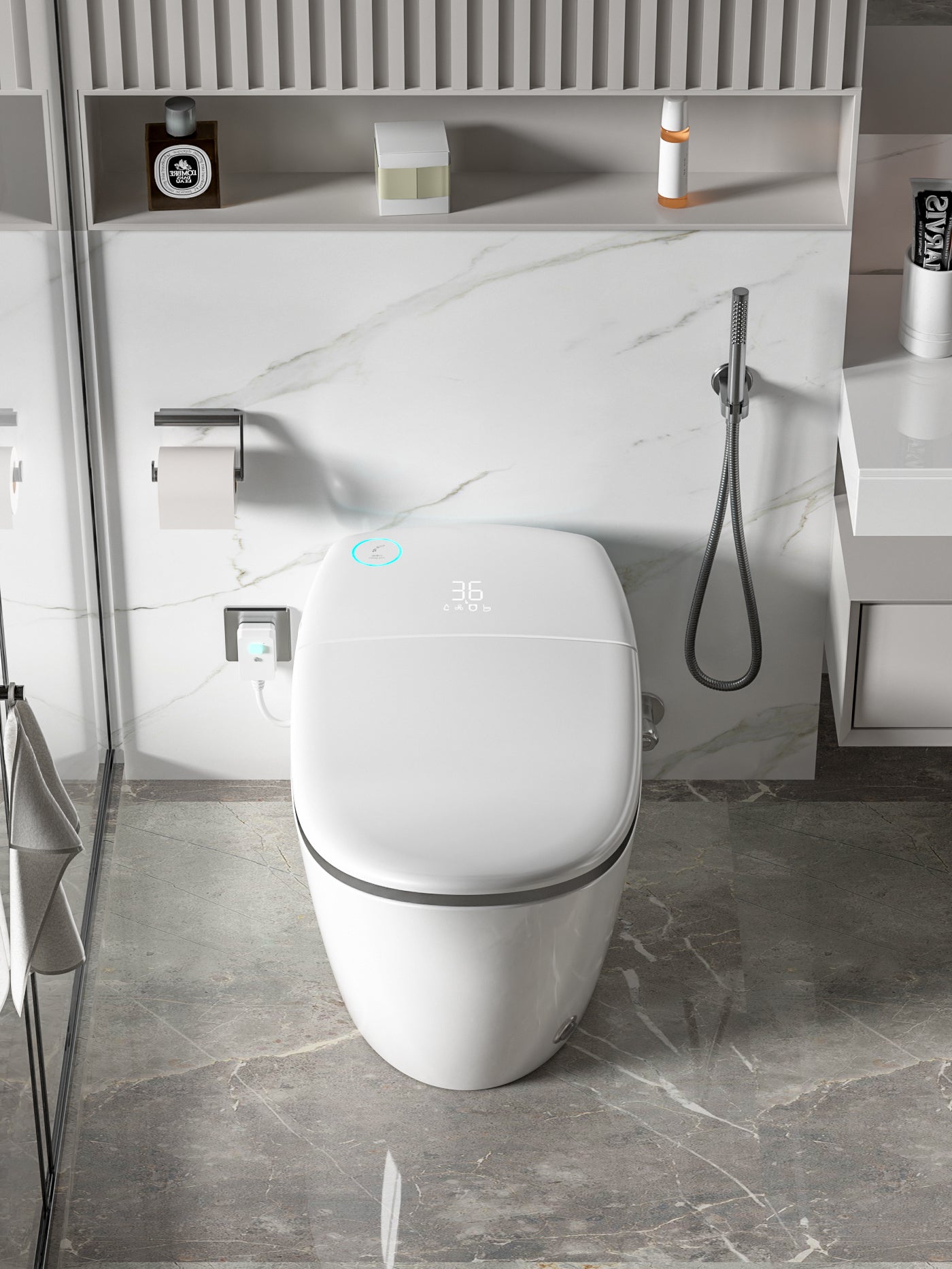 845 YachtLux smart toilet – front view with closed lid