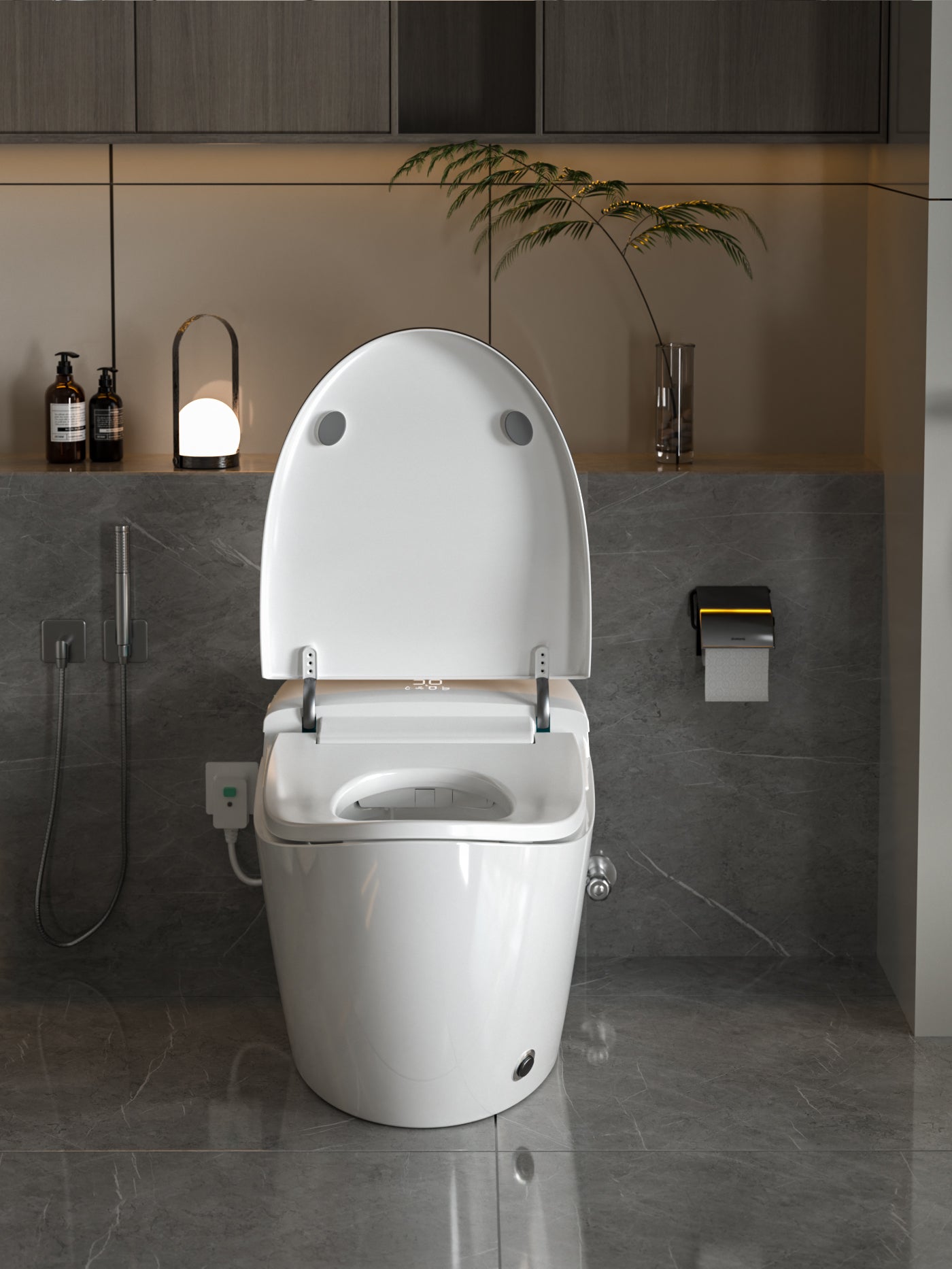 845 YachtLux smart toilet –open lid showing seat design
